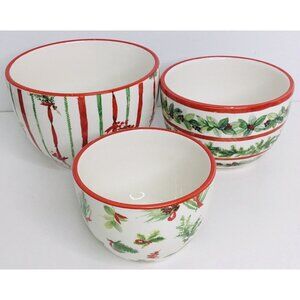 Prep Bowls, 3 Sizes Boston International Holiday Ceramic Nesting new